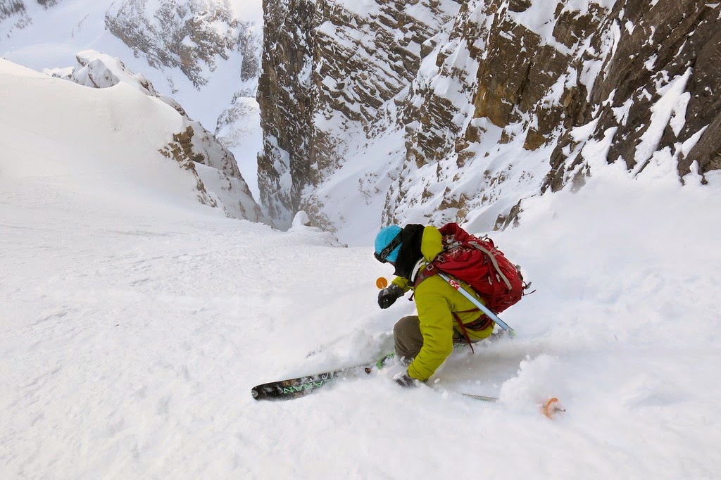 Skiing the X Couloir on Mt. Whymper
